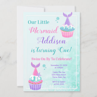 Mermaid Cupcake Birthday Einladung Mermaid Party