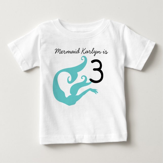 Mermaid Customizable 3rd Birthday Tshirt (Vorderseite)