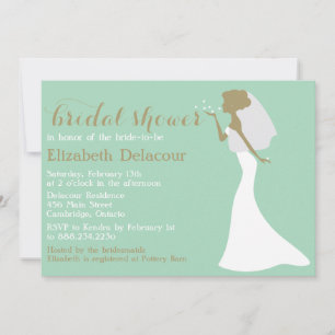Mermaid Cut Wedding Gown Bridal Dusche Einladung