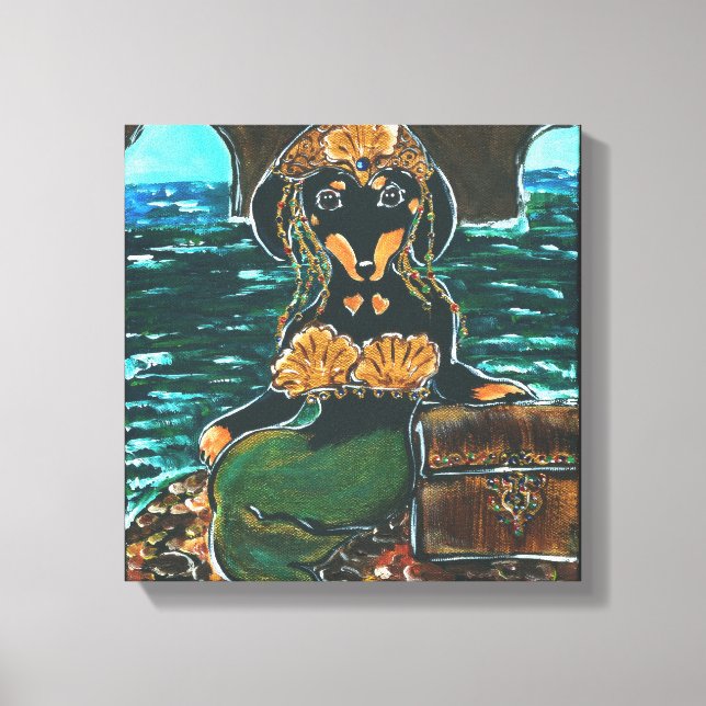 MERMAID-DACKEL LEINWANDDRUCK (Vorderseite)