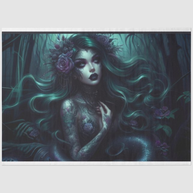 Mermaid Dark Tissue Paper Seidenpapier (Vorderseite)