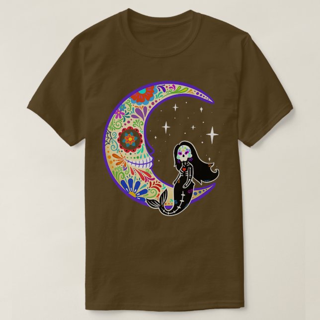 Mermaid Dia de Los Muertos Skeleton  T-Shirt (Design vorne)