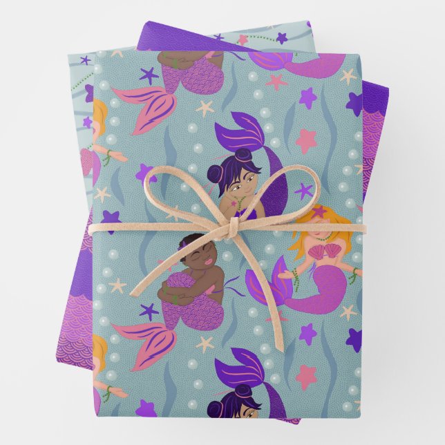 Mermaid Diversity Packpapier Geschenkpapier Set (Beispiel)