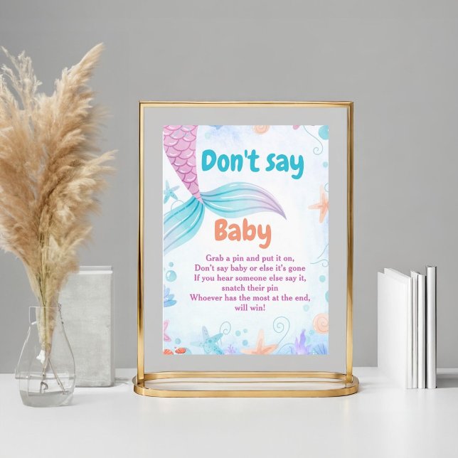 Mermaid Don't Say Baby Shower Game-Zeichen Poster (Von Creator hochgeladen)