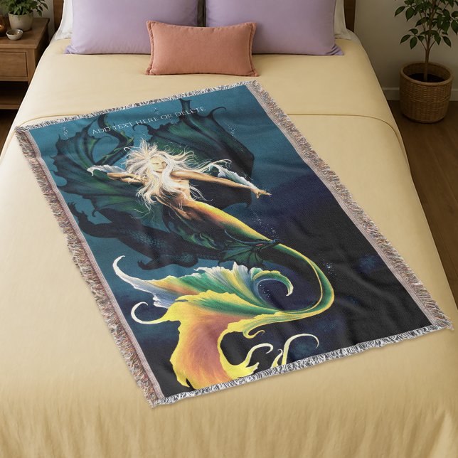 Mermaid Dragon Fantasy Blue Decke (Von Creator hochgeladen)