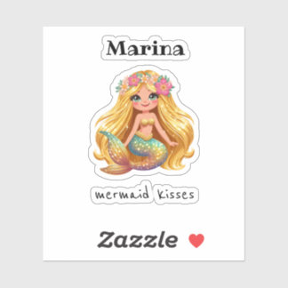 Mermaid embrasse des autocollants de nom personnal