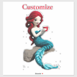 Mermaid entspannen mit Getränkedosen Thunder_Cove Aufkleber