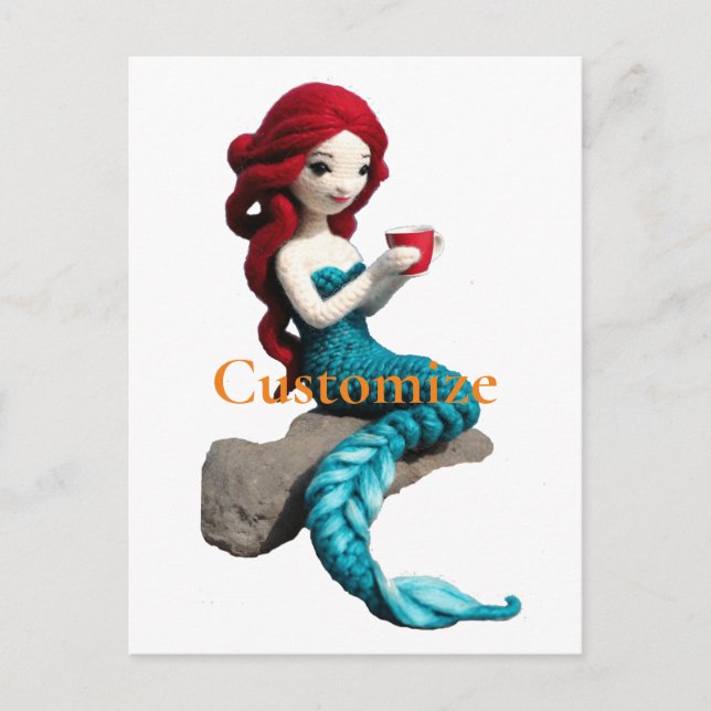 Mermaid entspannen mit Getränkedosen Thunder_Cove Postkarte (Vorderseite)