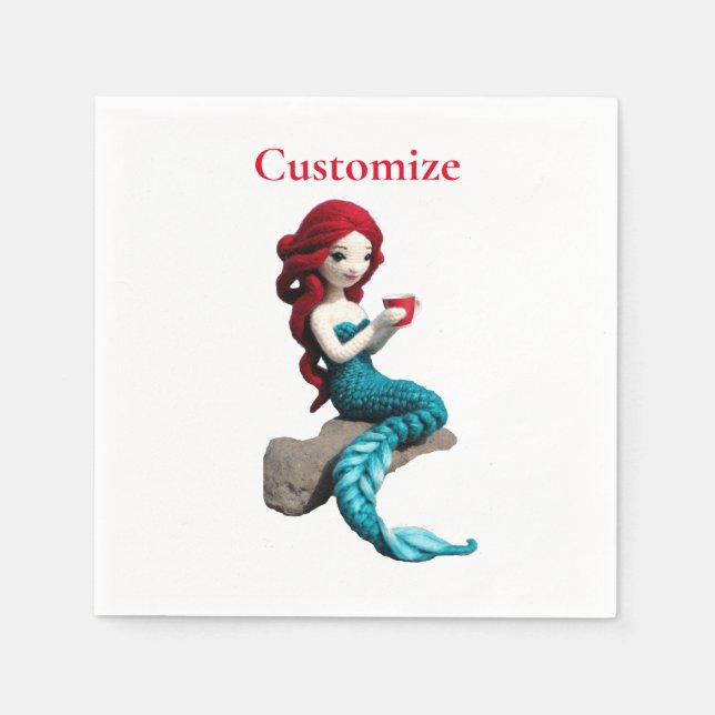 Mermaid entspannen mit Getränkedosen Thunder_Cove Serviette (Vorderseite)