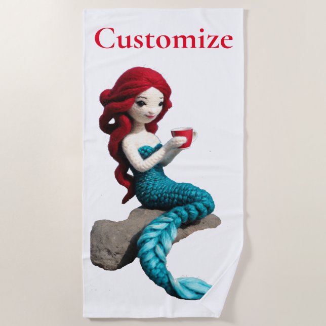 Mermaid entspannen mit Getränkedosen Thunder_Cove Strandtuch (Vorderseite)