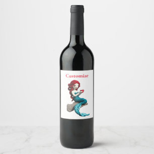 Mermaid entspannen mit Getränkedosen Thunder_Cove Weinetikett
