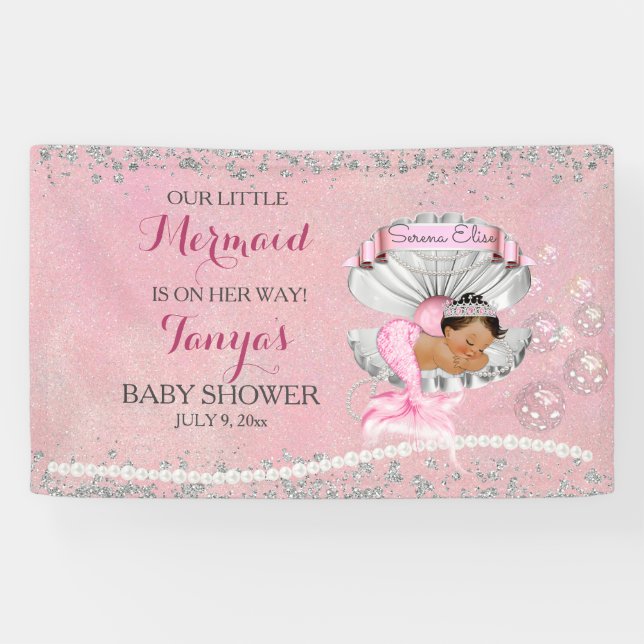Mermaid Ethnic Baby Pink Clam Muschel Pearls Banner (Horizontal)
