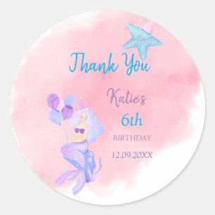 Mermaid Étiquette d'anniversaire