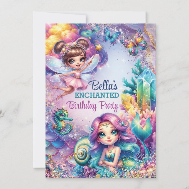 Mermaid Fairy Birthday Party Einladung (Vorderseite)