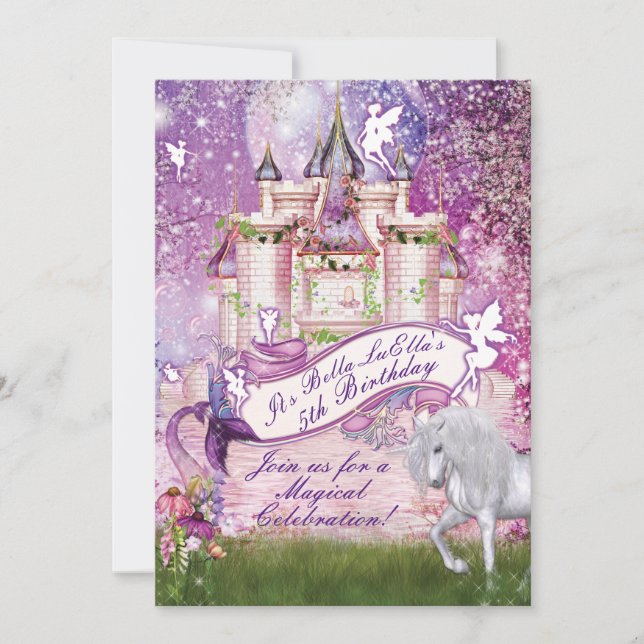 Mermaid Fairy Unicorn Castle Enchanted Invitation (Devant)