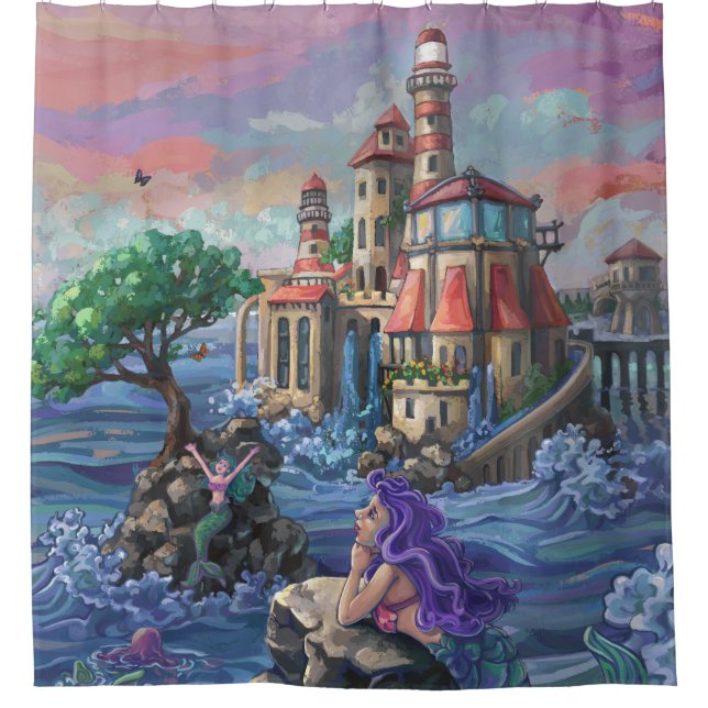 Mermaid Fantacy Castle Duschvorhang (Vorderseite)