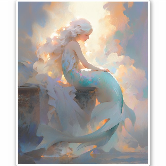 Mermaid Fantasy Art Aufkleber (Vorderseite)
