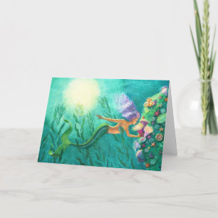 Mermaid Fantasy Art Grußkarte Schönes Meer Karte