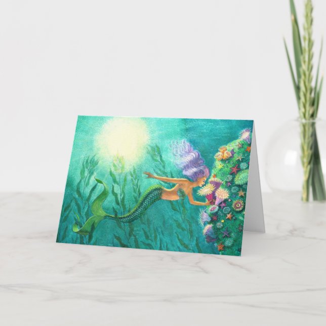 Mermaid Fantasy Art Grußkarte Schönes Meer Karte (Vorderseite)