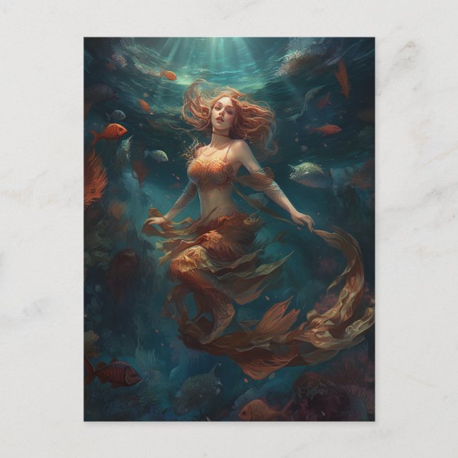Mermaid Fantasy Art Postcard Postkarte (Vorderseite)
