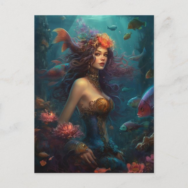 Mermaid Fantasy Art Postcard Postkarte (Vorderseite)