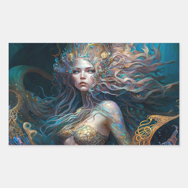Mermaid Fantasy Dreams Rechteckiger Aufkleber (Vorderseite)