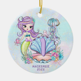 Mermaid First Birthday | Whimsischer Keepake Keramik Ornament