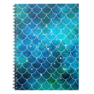 Mermaid Fish Scale Muster Blau Notizblock