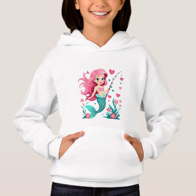 Mermaid Fishing Fun – Kids’ Hoodie (Vorderseite)