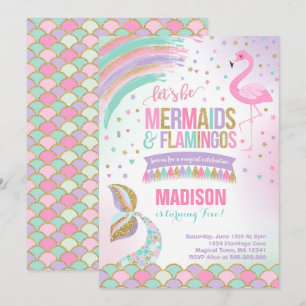 Mermaid & Flamingo Geburtstag Einladung Magic Part