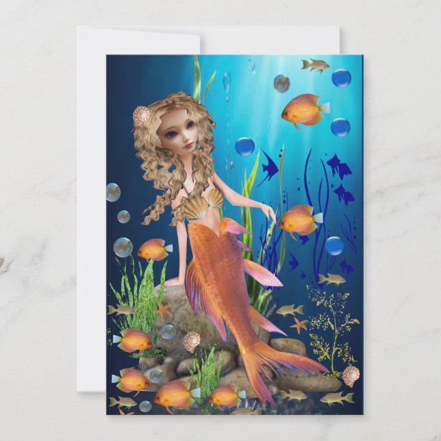 Mermaid Flat Card Feiertagskarte (Vorderseite)