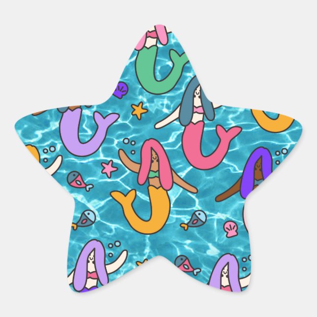 Mermaid Freunde Stern-Aufkleber (Vorderseite)