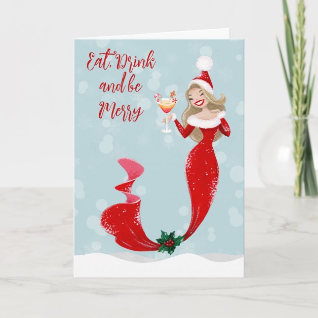 Mermaid Frohe Weihnachten essen Drink Merry (Vorderseite)