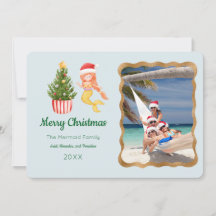Mermaid Frohe Weihnachts-Foto Grußkarte