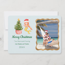 Mermaid Frohe Weihnachts-Foto Grußkarte Einladung