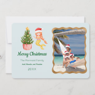 Mermaid Frohe Weihnachts-Foto Grußkarte Einladung