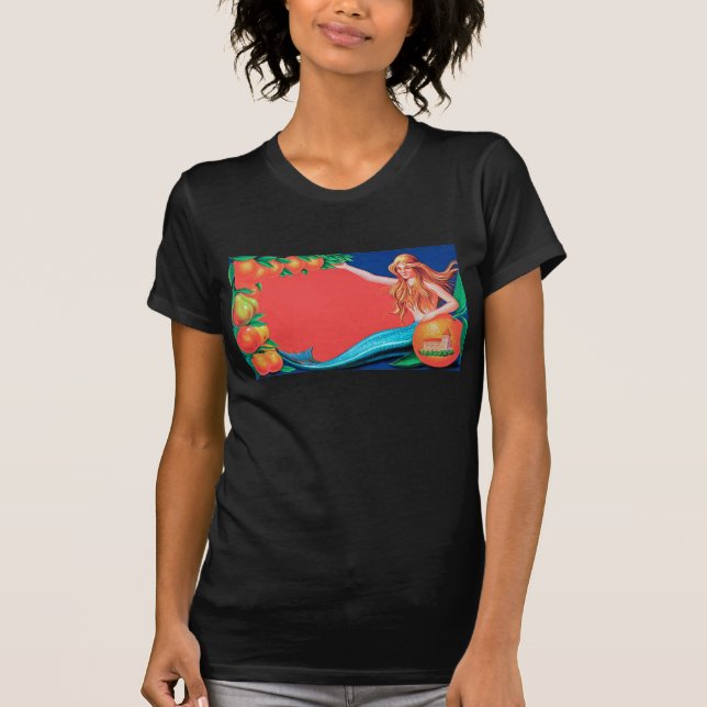 Mermaid Fruchtkasten Label Art T-Shirt (Vorderseite)