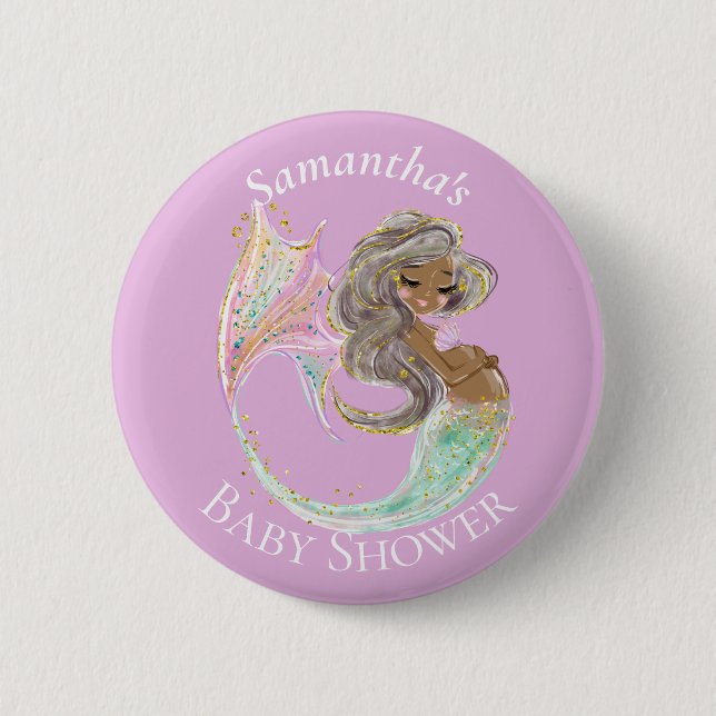Mermaid Future Mama Babydusche. Unter dem Meer. Button (Vorderseite)