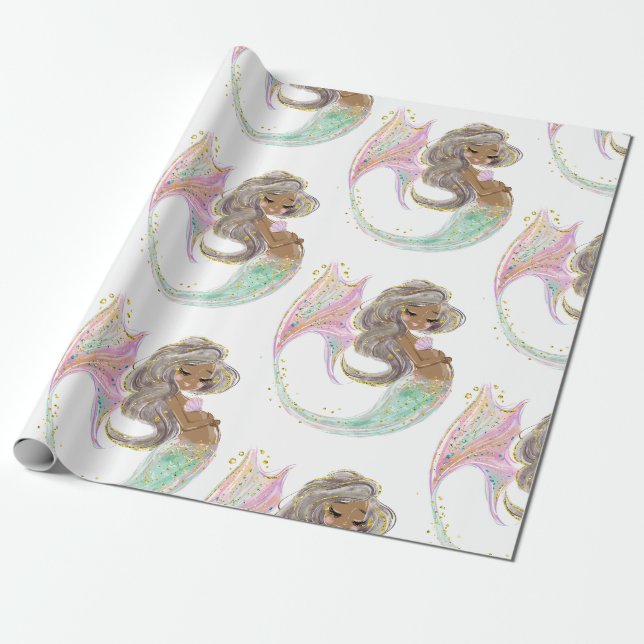 Mermaid Future Mama Babydusche. Unter dem Meer. Geschenkpapier (Ungerollt)