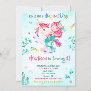 Mermaid Geburtstagseinladung Girl Magical Party Da Einladung