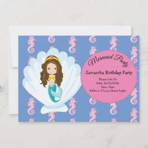 Mermaid Gelb Geburtstagsparty Einladung
