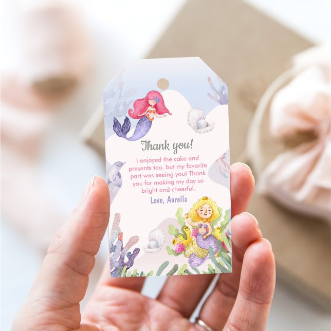 Mermaid Girl 1. Geburtstag Party Geschenkanhänger (Von Creator hochgeladen)