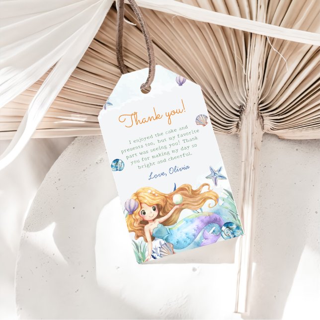 Mermaid Girl 1. Geburtstag Party Geschenkanhänger (Von Creator hochgeladen)