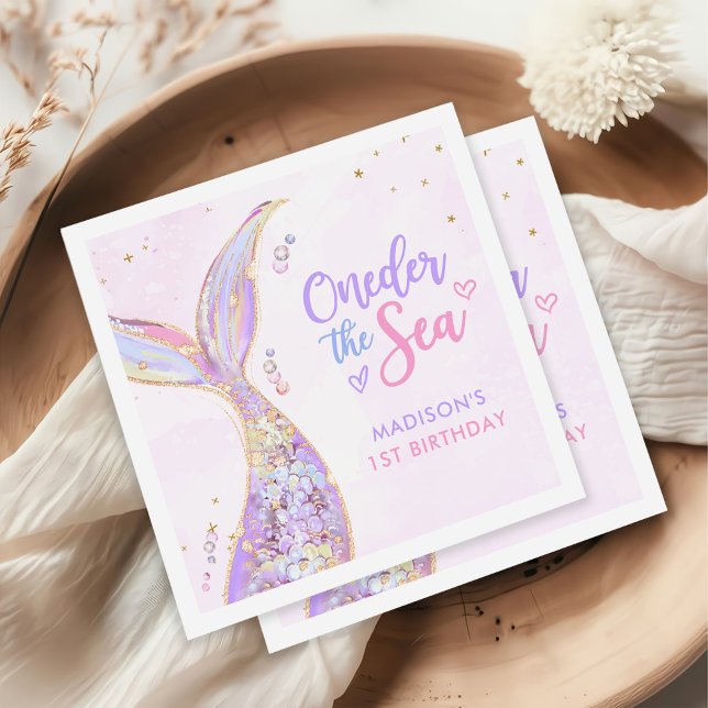 Mermaid Girl 1. Geburtstag Party Serviette (Von Creator hochgeladen)