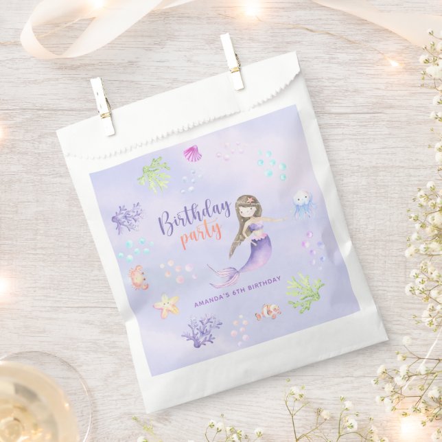 Mermaid Girl 6. Geburtstagsparty Geschenktütchen (Ausgeschnitten)