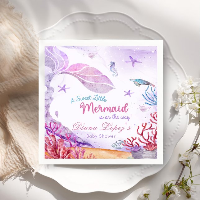 Mermaid Girl Baby Duschkabine Party Serviette (Von Creator hochgeladen)