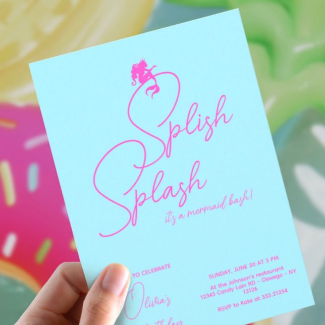 Mermaid Girl Birthday Minimalistisch Simple Modern Einladung (Von Creator hochgeladen)