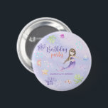 Mermaid Girl Birthday Party Button<br><div class="desc">"Unter dem Meer" thematische Geburtstagseinladung. Pastellfarben in Aquarelltönen mit Meerjungfrau,  Clownfisch,  Krabben,  Quallen,  Seestern,  Wasserblasen und Korallen.</div>