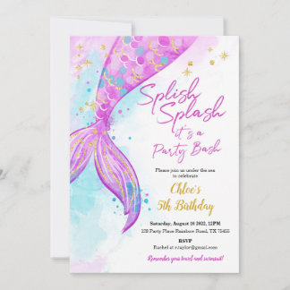 Mermaid Girl Birthday Party Einladung 