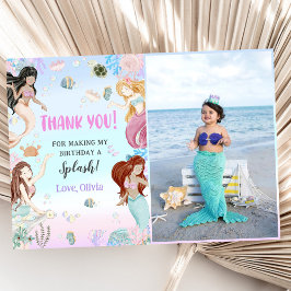 Mermaid Girl Birthday Party Foto Dankeskarte